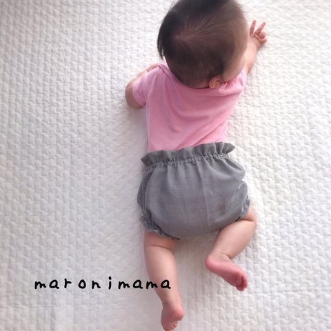  60 70 80 ふわふわダブルガーゼ♡ベビーかぼちゃパンツ グレー