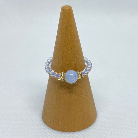【送料無料】天然石/ブルーカルセドニーリング　指輪