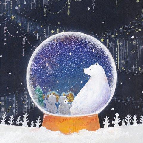 『しろくまスノードーム』 [送料込] 栗井あや子 vivace ポストカード2点セット しろくま ペンギン 星空 星 冬 夜空 クリスマス