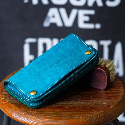 ロング トラッカーウォレット Long Tracker Wallet < イタリアンレザーターコイズ >