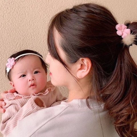 つまみ細工 髪飾り 親子姉妹セット ヘッドバンド ベビークリップ 