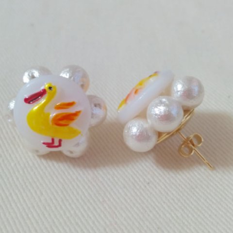 Animal Flower ピアス(Yellow Bird)