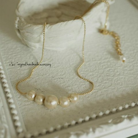 ★Price　down★５’light gold Cotton Pearl ネックレス