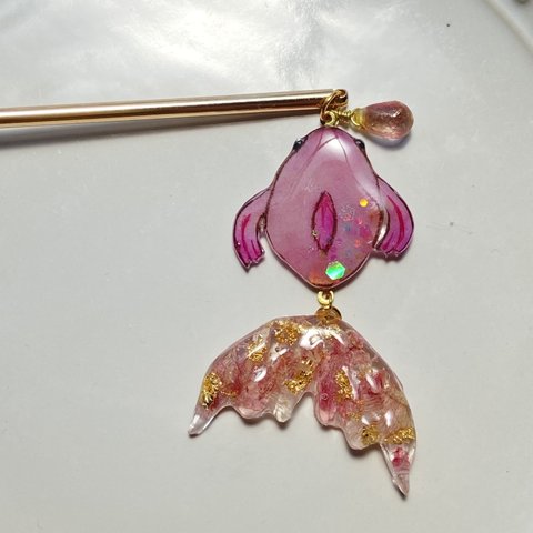 お花しっぽの金魚さん　桃