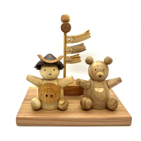 金太郎さんと熊さんと鯉のぼり(受注制作) 五月人形　端午の節句　兜　鯉のぼり　金太郎