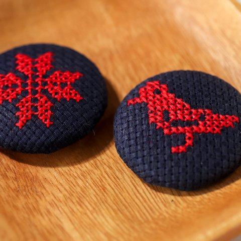 刺繍のマグネット　2個セット