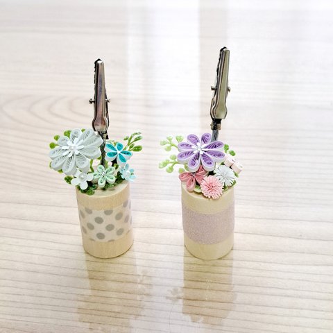 可愛い♡紙のお花のメモクリップ　クイリング　2個セット　送料無料