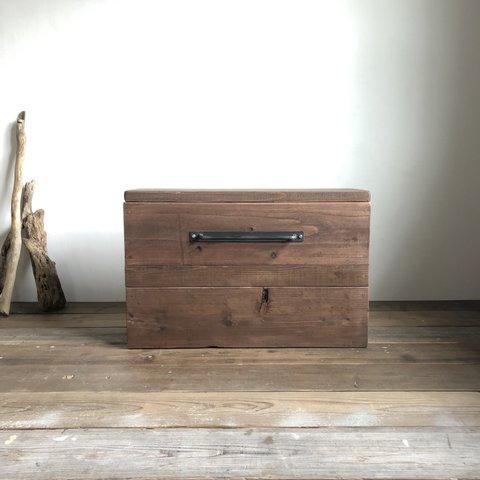 数量限定　M-BOX-mini　収納　ボックス　椅子　ベンチ キャスター　収納箱　古材　木箱　アイアン　ウッドボックス