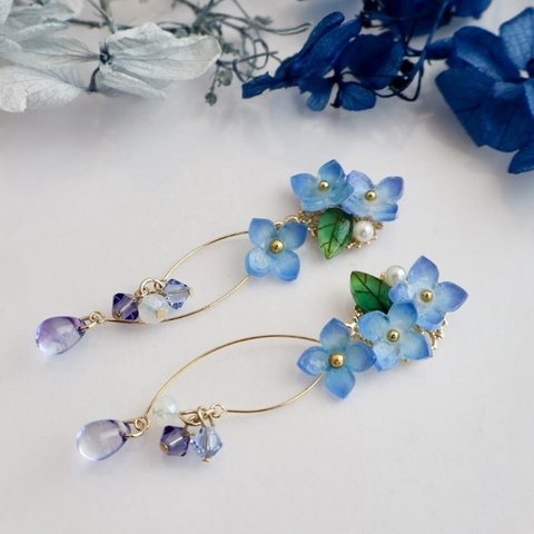 new✨青い紫陽花のピアス・イヤリング