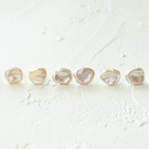 送料無料14kgf Freshwater Pearls stud pierced earring PNK