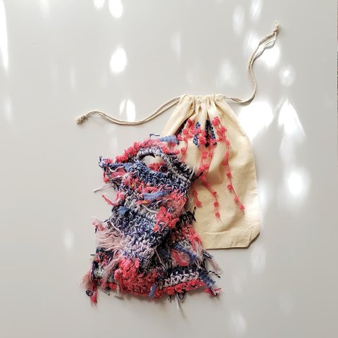 scrap yarn tetra bag (内袋付き)　テトラバッグ　ニットバッグ