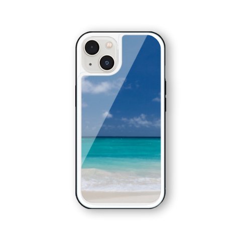 海 12 強化ガラス iPhoneケース 夏 iPhone15 iPhone14 iPhone13 iPhone12 iPhone11 iPhoneSE2  iPhoneSE3