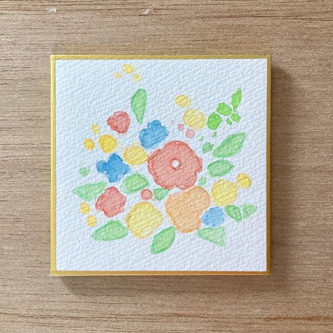 小さなイラスト　お花畑　原画