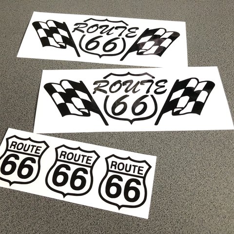 【 US root66 チェッカー 】ルート ステッカー お得5枚セット 【カラー選択】送料無料♪ ハーレー カブ アメ車 