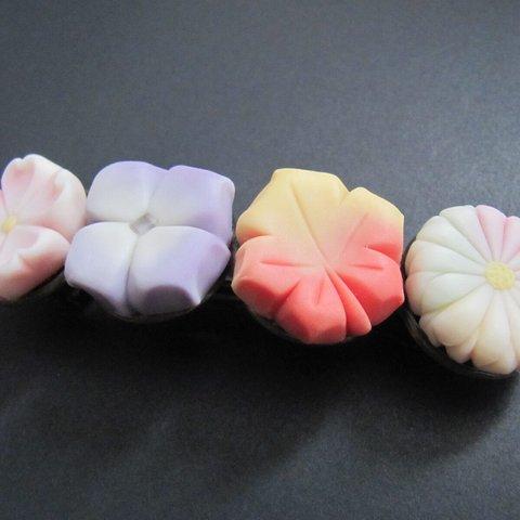 桜、紫陽花、紅葉、手毬菊バレッタ