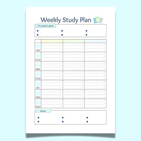 [PDF納品] 1週間の学習計画を可視化 | Weekly Study Planner 寒色バージョン [#E-8]