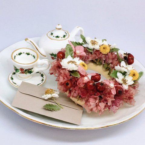 【感謝✨展示品】ドライフラワー　推し花　ミニリース　推しに花束を 　デコ　推し活 推しカラー　C1