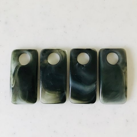 Clear Green White Marble Rectangle Pendant Tops