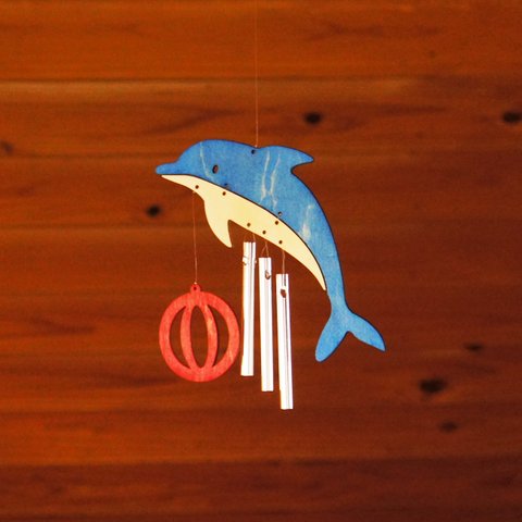 「イルカ」木製ウインドチャイム　風鈴　かわいい
