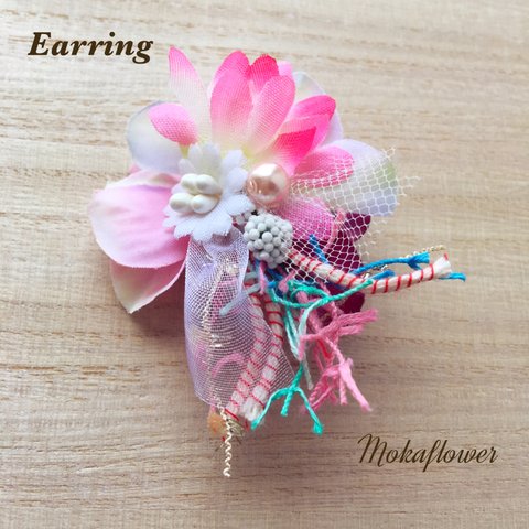 クラシック❁﻿Flower  earring♡marine pink