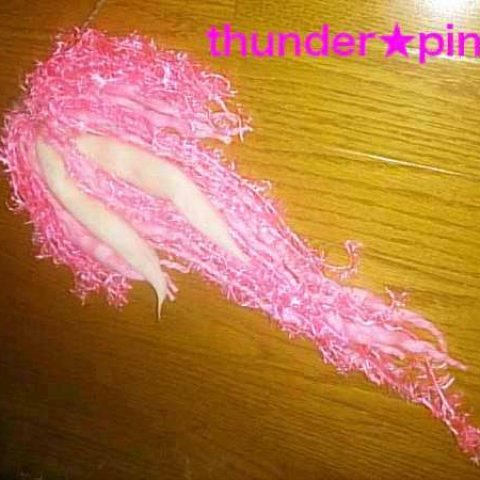 なんども使えるっ☆ エクステンション 髪飾り 『thunder★pink』（サンダーピンク）エクステ