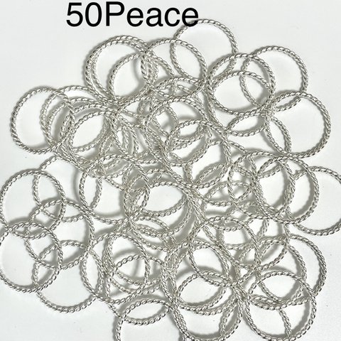 シルバーカラー/ツイストデザインリングパーツ　50Peace