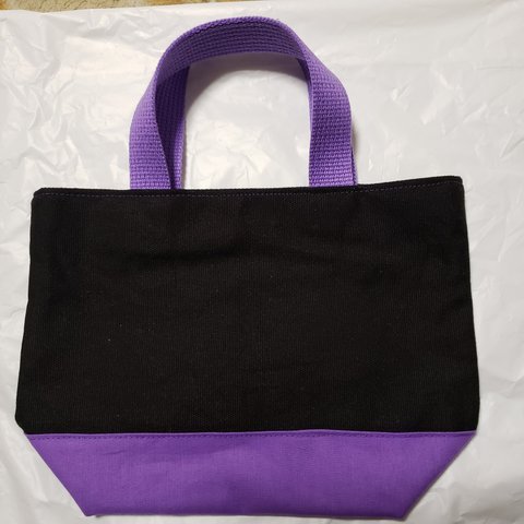 帆布トートバッグ(黒×紫)