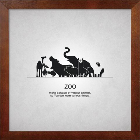 ポスター『Animal Collection ZOO』L2フレーム付き（正方形配置）
