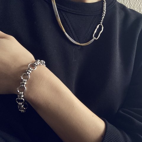 ーdesign chain braceletー　サージカルステンレス　チェーンブレスレット　チェーンネックレス　ブレスレット　