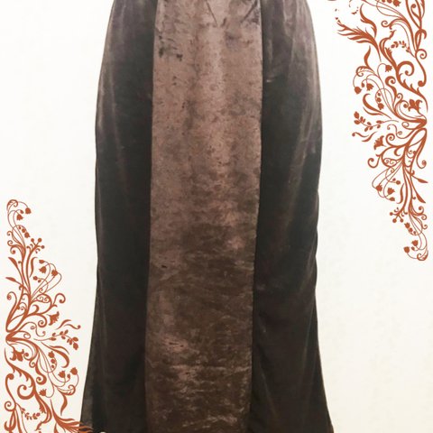 茶色ベロア生地　マーメイド型6枚継ぎスカート