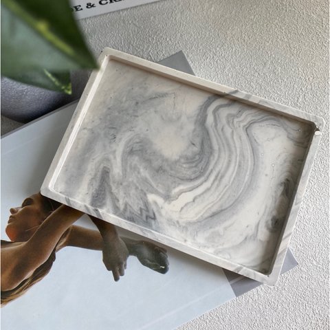 【marble square tray】アクセサリートレイ ジェスモナイト