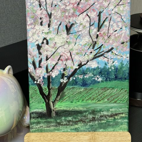 [春の意」　手描き　油絵　風景画　原画