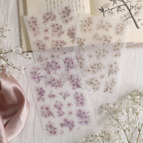 ★4月新入荷★[樂意Loidesign] [LY-171] 櫻花(Cherry blossoms) 花柄 転写シール(剥離紙付き) 3種類各1枚