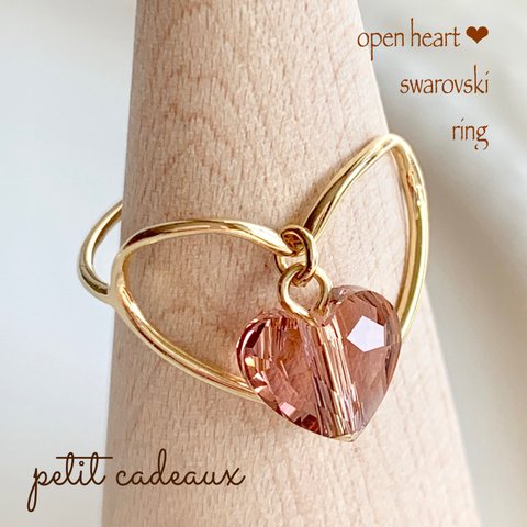 大人可愛い💕open heart×swarovski💍 ring 