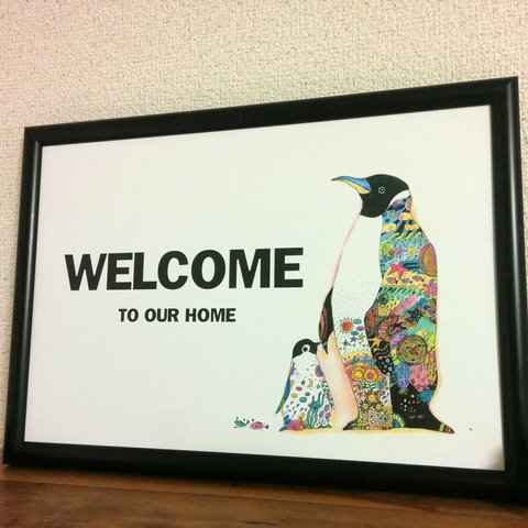 名入れできます/ ペンギン　welcomeポスター　A4