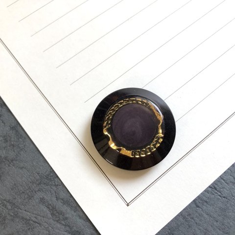 パープル　リング状ゴールド装飾　アンティークボタン【1個】30㎜