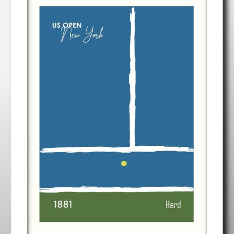 12481■A3アートポスター『テニス　スポーツ　USオープン　ニューヨーク』絵画　イラスト　デザイン　北欧　マット紙