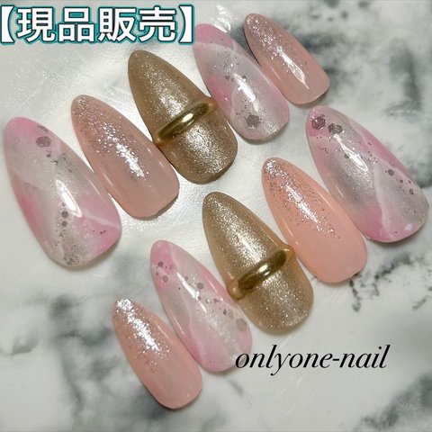 【現品販売】大人可愛いふわっとピンク♡ニュアンス大理石♡透け感が可愛い