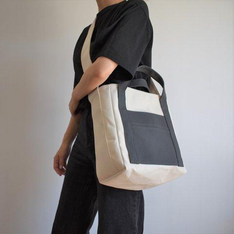 ZUCC SHOULDER TOTE BAG（キナリ×チャコール/グレー）