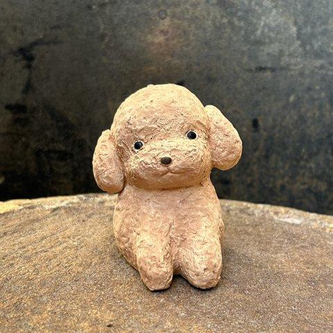 トイプードル　(アプリコット）　O-406-2　　陶製　/toy poodle/玩具貴賓犬
