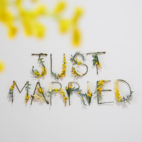  ミモザ ウェディングガーランド❥  JUSTMARRIED wedding フラワーガーランド