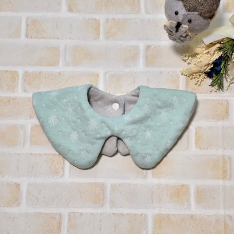 Snow quilt  tippet bib Sky blue♡ 雪の結晶 つけ襟スタイ ビブ