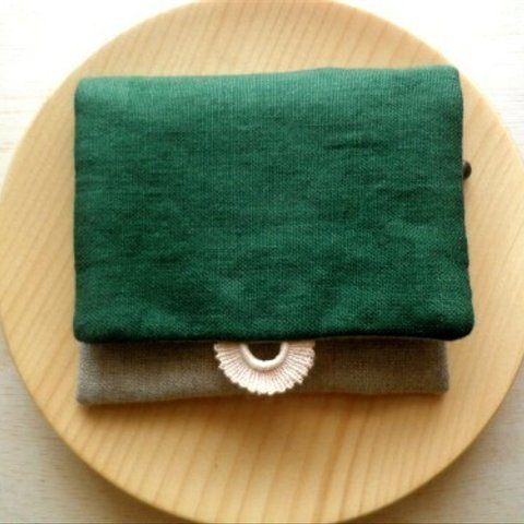 mini  purse pouch ( forest green&lace )