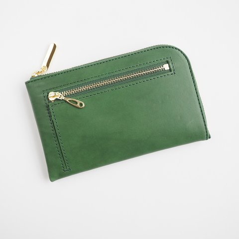 育てるお財布　イタリアンレザー　薄くて軽いコンパクトな財布 10枚カードポケット　maine グリーン