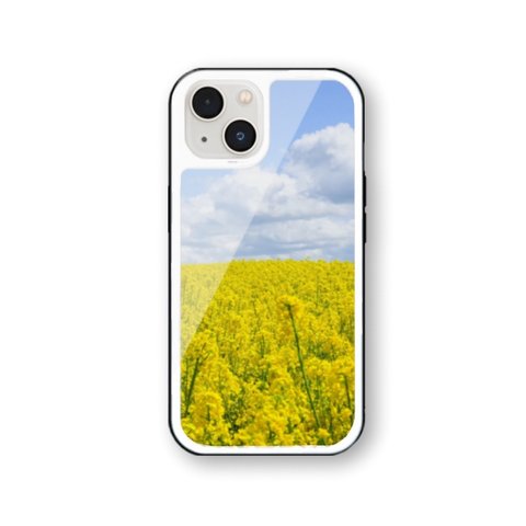 菜の花 4 強化ガラス iPhoneケース　iPhone15 iPhone14 iPhone13 iPhone12 iPhone11 iPhoneSE2  iPhoneSE3