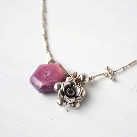 -Ruby・Flower- silver necklace