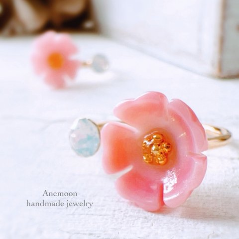 ɴᴇᴡ̤̮‼︎ 桜リング 約10号フリーサイズ / Sakura Ring🌸 size free 高品質クイーンコンクシェルAAA