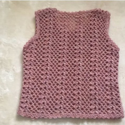 ハンドメイド　ニットベスト🧶透かし編み