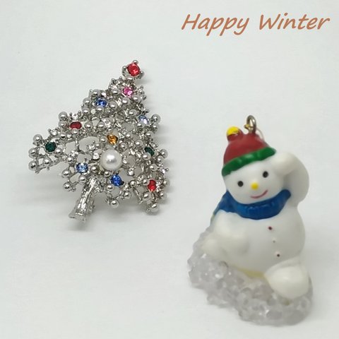 Happy winter☆もみの木の真珠ブローチ