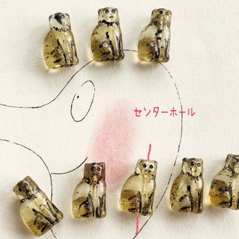 【4コセット】JIRI＊IVANA#czech beads#チェコビーズ　cat15✖️9㍉　honey ＊white irregular mable/black